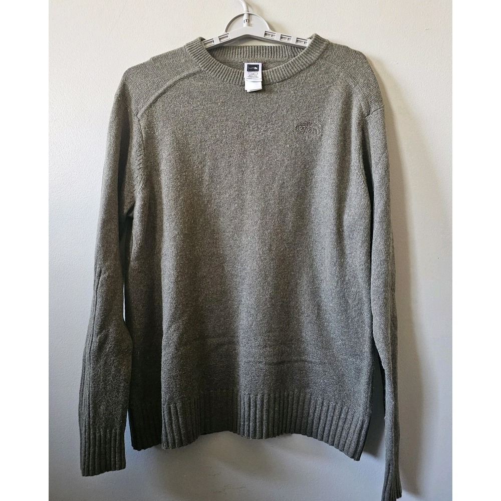 The North Face Crewneck Wool Cotton Sweater Men's Size Large Brown Long Sleeve